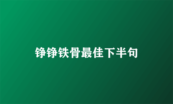 铮铮铁骨最佳下半句