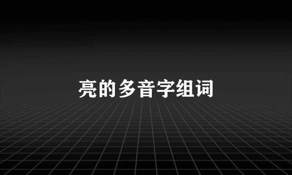 亮的多音字组词