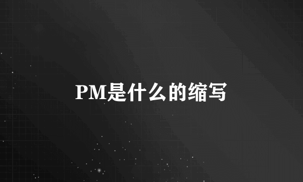 PM是什么的缩写