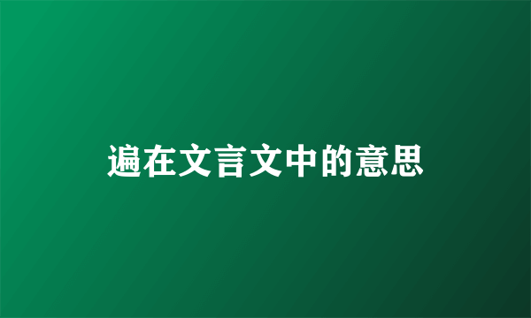 遍在文言文中的意思