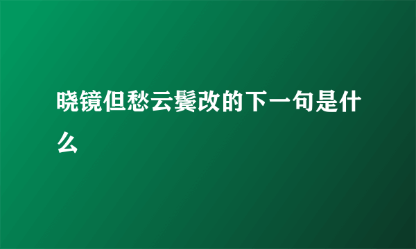 晓镜但愁云鬓改的下一句是什么