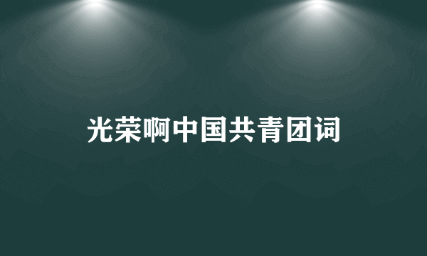 光荣啊中国共青团词