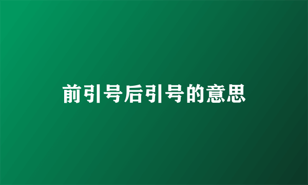 前引号后引号的意思
