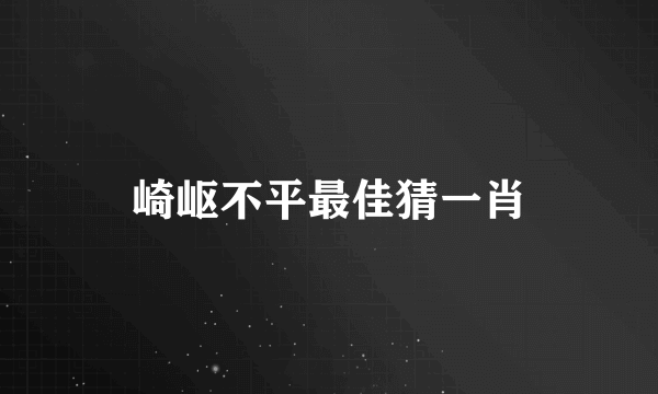 崎岖不平最佳猜一肖