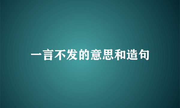 一言不发的意思和造句