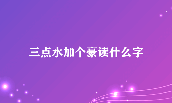 三点水加个豪读什么字