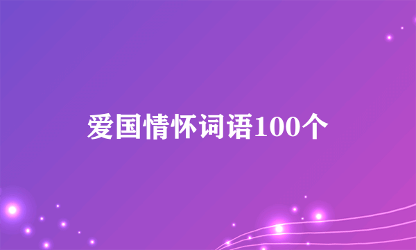 爱国情怀词语100个