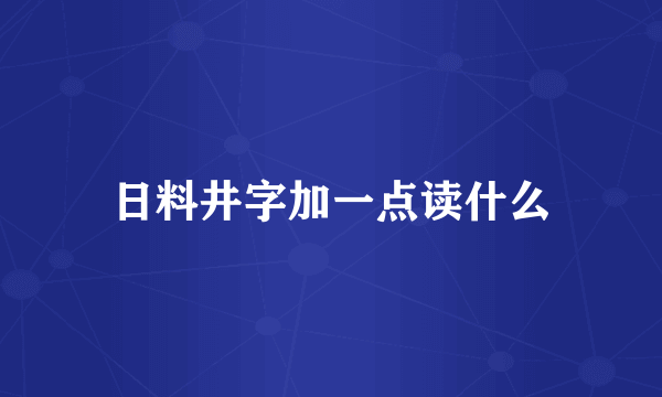 日料井字加一点读什么