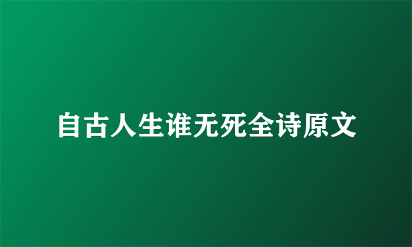 自古人生谁无死全诗原文