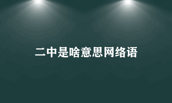 二中是啥意思网络语