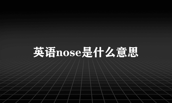 英语nose是什么意思