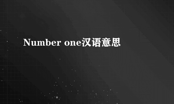 Number one汉语意思