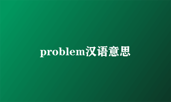 problem汉语意思