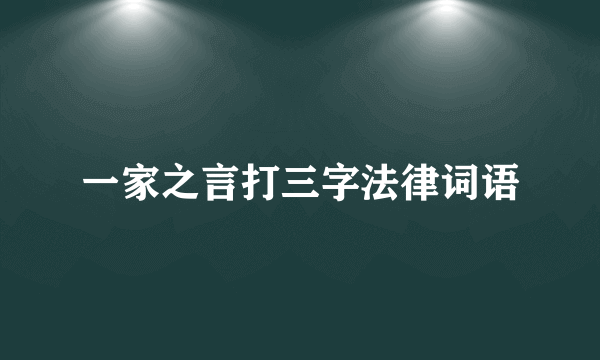一家之言打三字法律词语