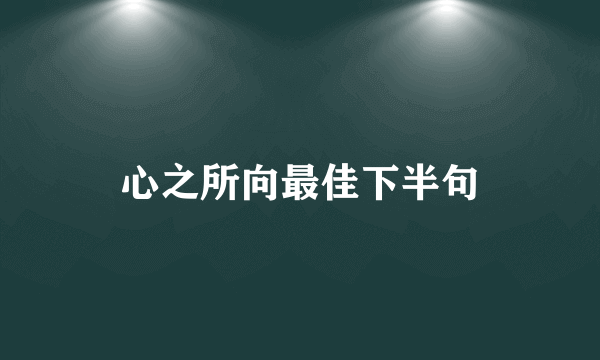 心之所向最佳下半句