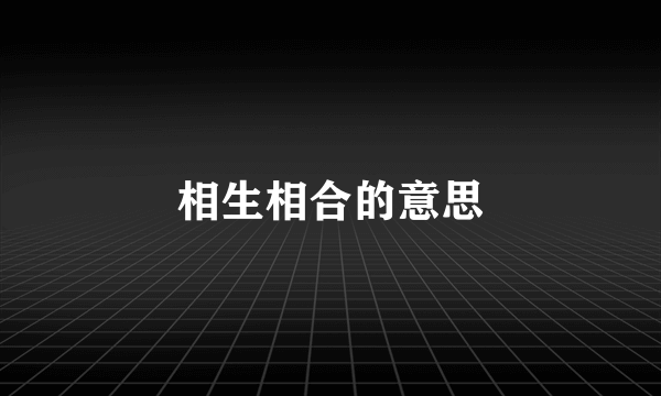 相生相合的意思