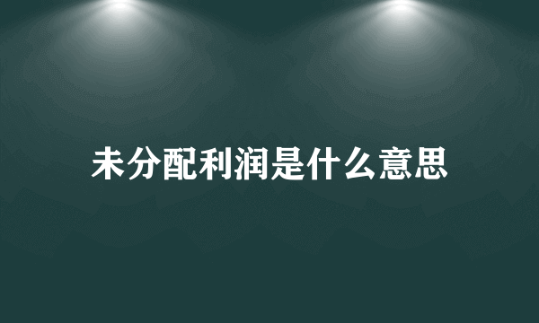 未分配利润是什么意思