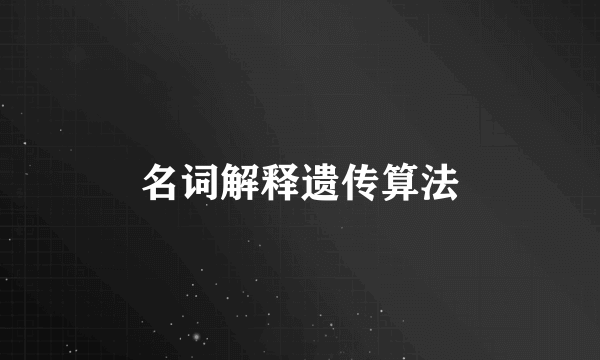 名词解释遗传算法