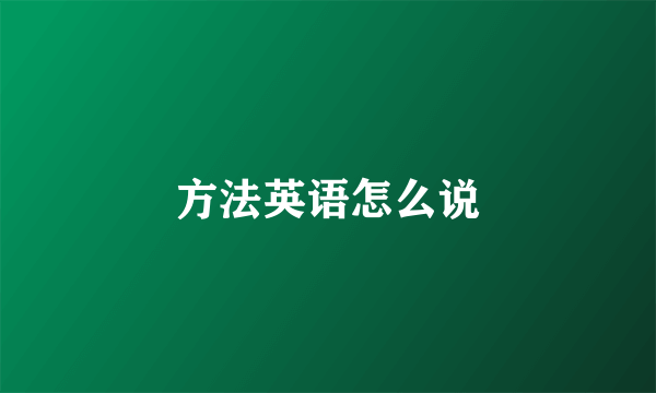方法英语怎么说