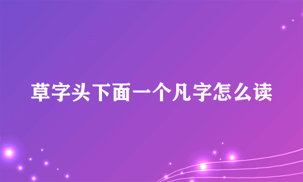 草字头下面一个凡字怎么读
