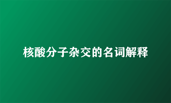 核酸分子杂交的名词解释