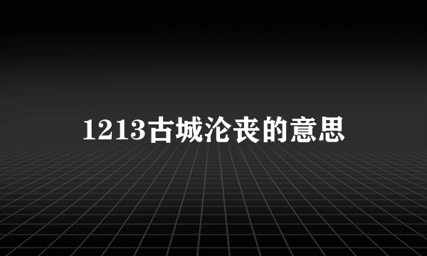 1213古城沦丧的意思
