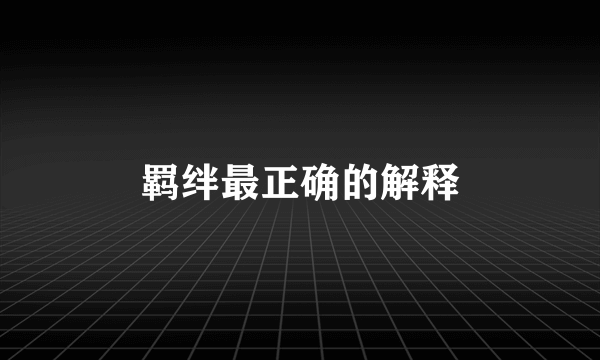 羁绊最正确的解释