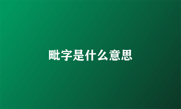 毗字是什么意思