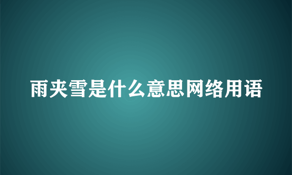 雨夹雪是什么意思网络用语