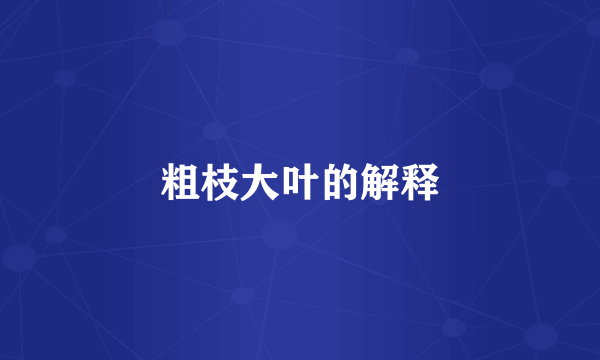 粗枝大叶的解释