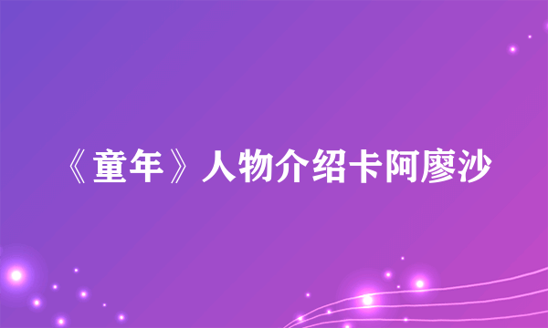 《童年》人物介绍卡阿廖沙