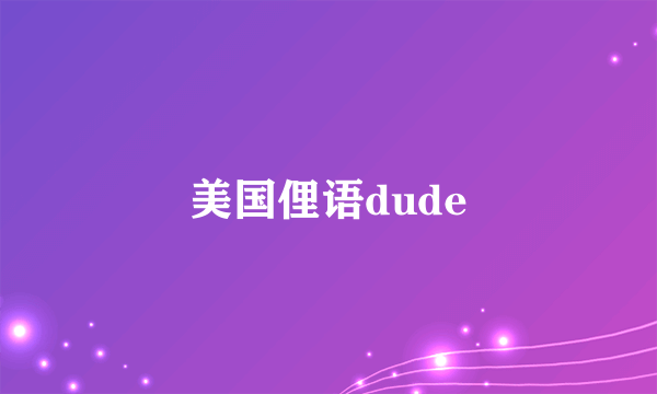 美国俚语dude