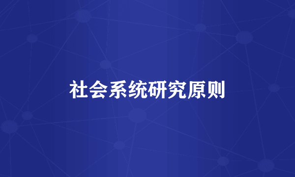 社会系统研究原则