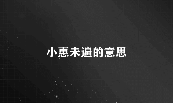 小惠未遍的意思