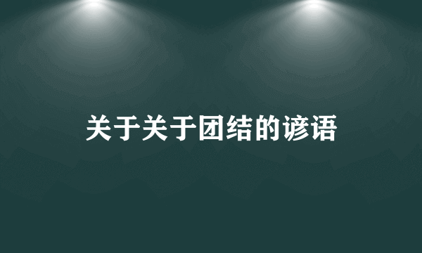 关于关于团结的谚语
