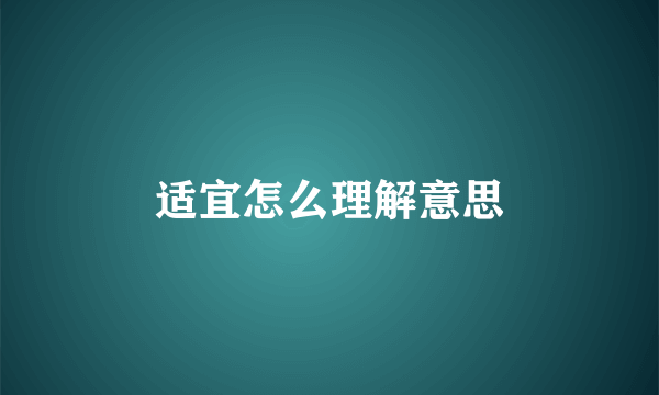 适宜怎么理解意思