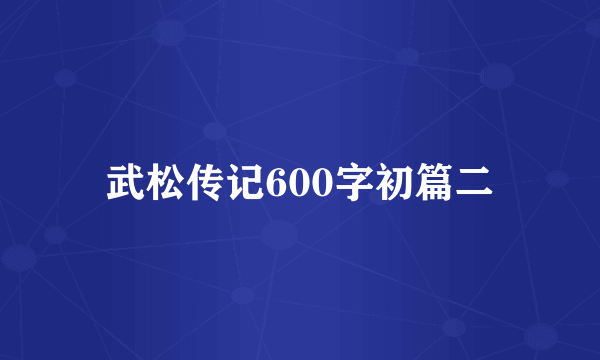 武松传记600字初篇二