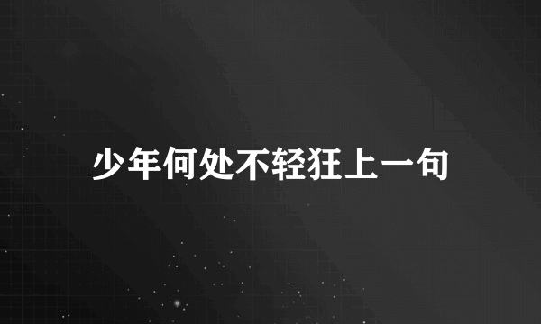 少年何处不轻狂上一句