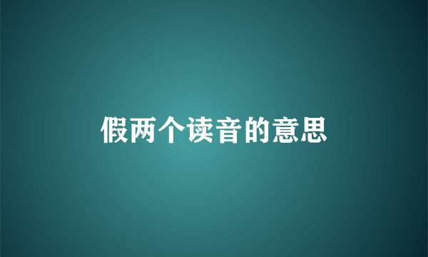 假两个读音的意思