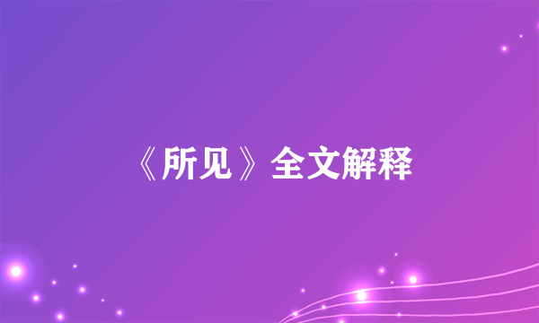 《所见》全文解释