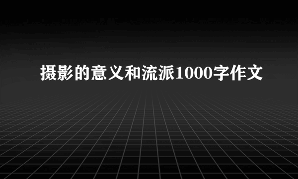 摄影的意义和流派1000字作文