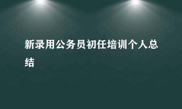 新录用公务员初任培训个人总结