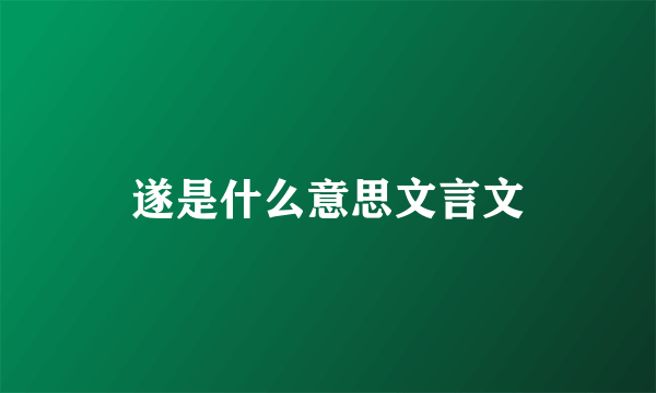 遂是什么意思文言文