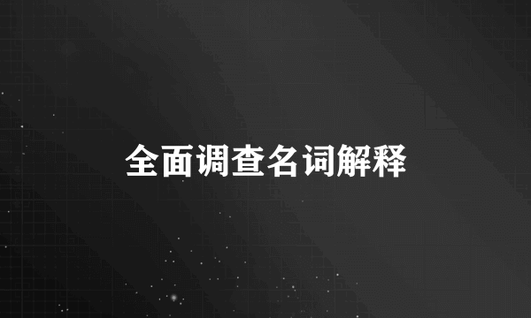 全面调查名词解释