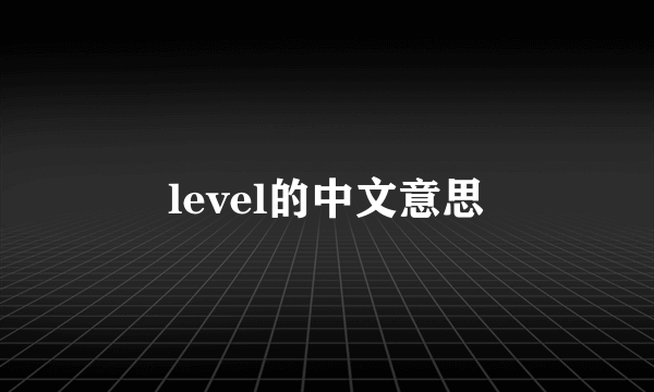 level的中文意思