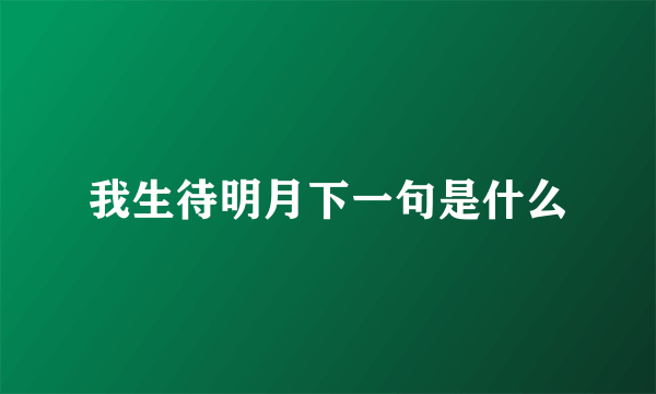 我生待明月下一句是什么