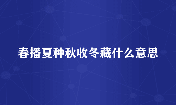 春播夏种秋收冬藏什么意思