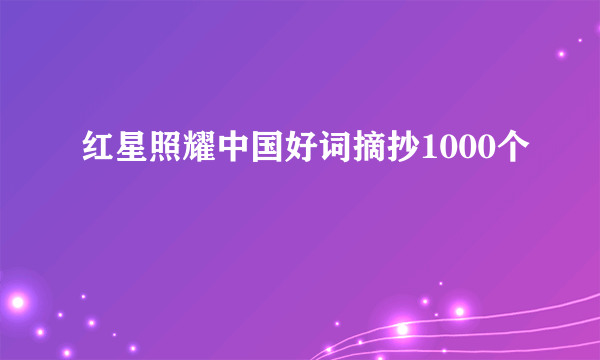 红星照耀中国好词摘抄1000个