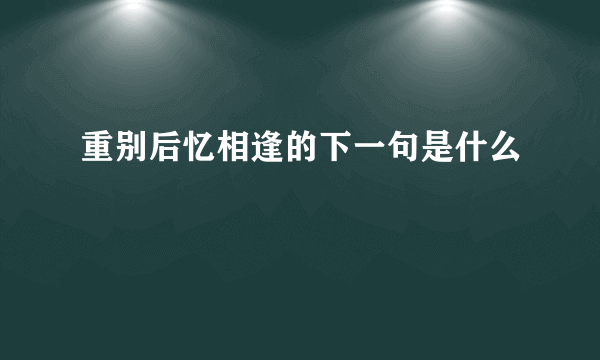 重别后忆相逢的下一句是什么