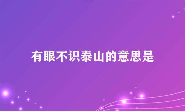 有眼不识泰山的意思是